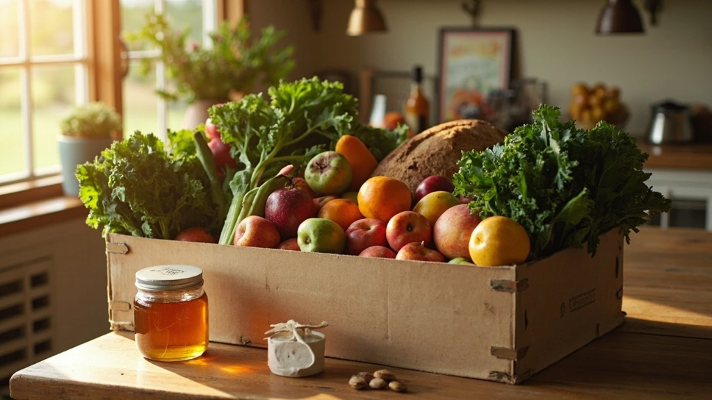 An open CSA produce box brimming with summer harvest