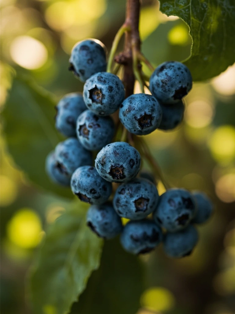 Blueberries ripening on the bush